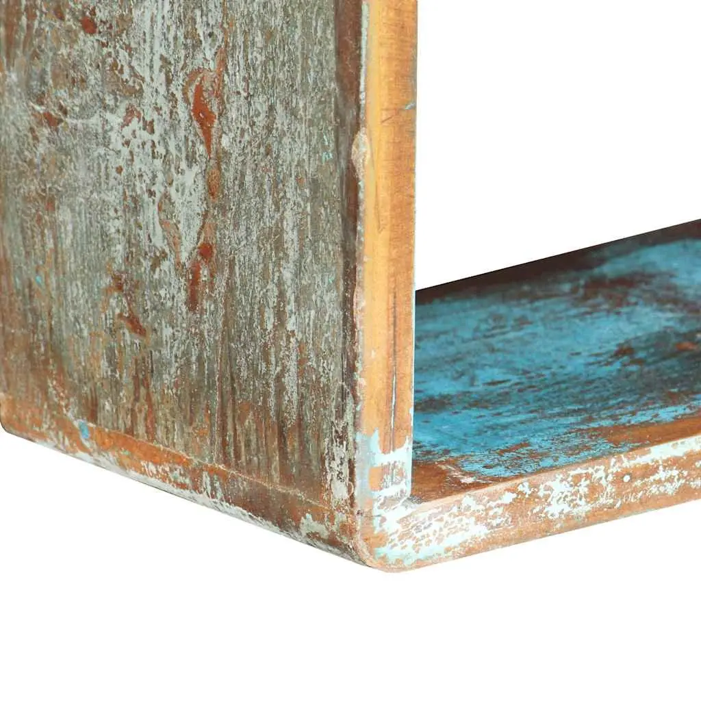 3 Piece Cube Shelves Set Floating Storage Display Solid Wood Reclaimed Brown