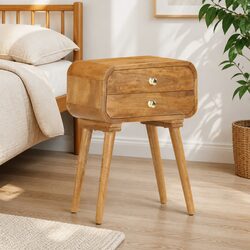 Rustic Solid Wood Bedside Cabinet with 2 Drawers