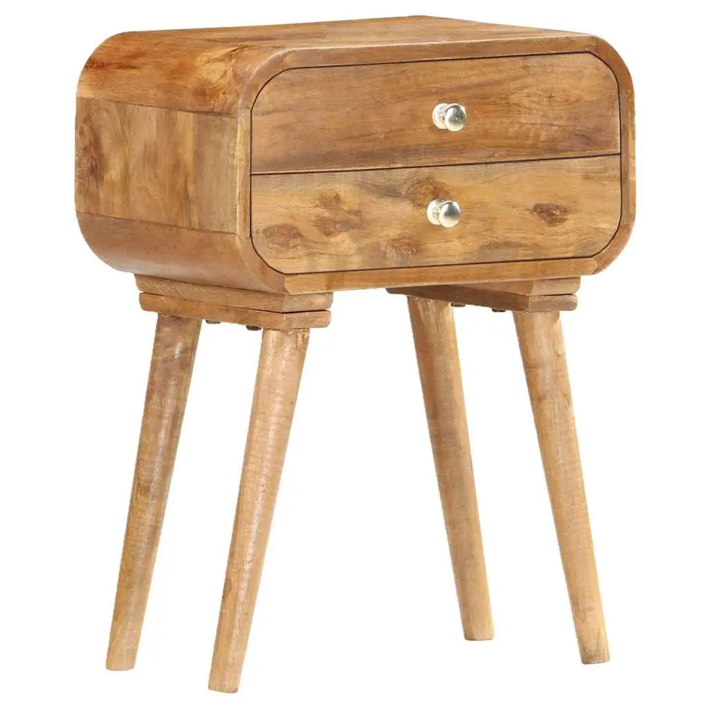 Bedside Cabinet 43x30x58cm Solid Wood Storage Table 2 Drawer Nightstand Brown