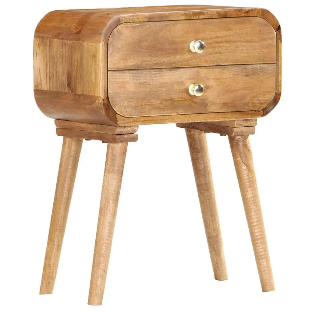 Bedside Cabinet 43x30x58cm Solid Wood Storage Table 2 Drawer Nightstand Brown