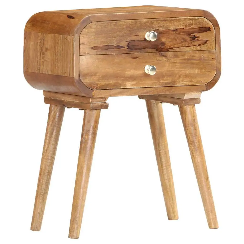 Bedside Cabinet 43x30x58cm Solid Wood Storage Table 2 Drawer Nightstand Brown