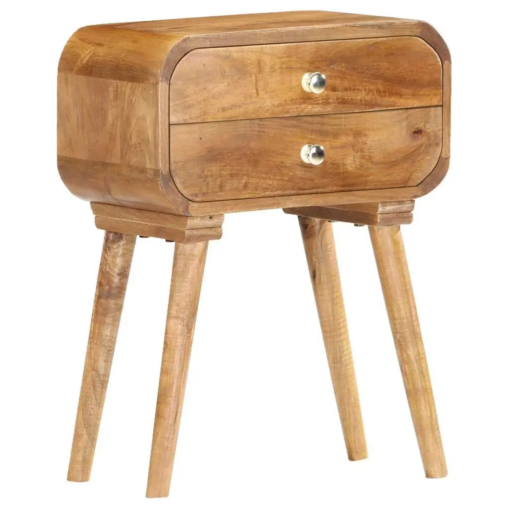 Bedside Cabinet 43x30x58cm Solid Wood Storage Table 2 Drawer Nightstand Brown