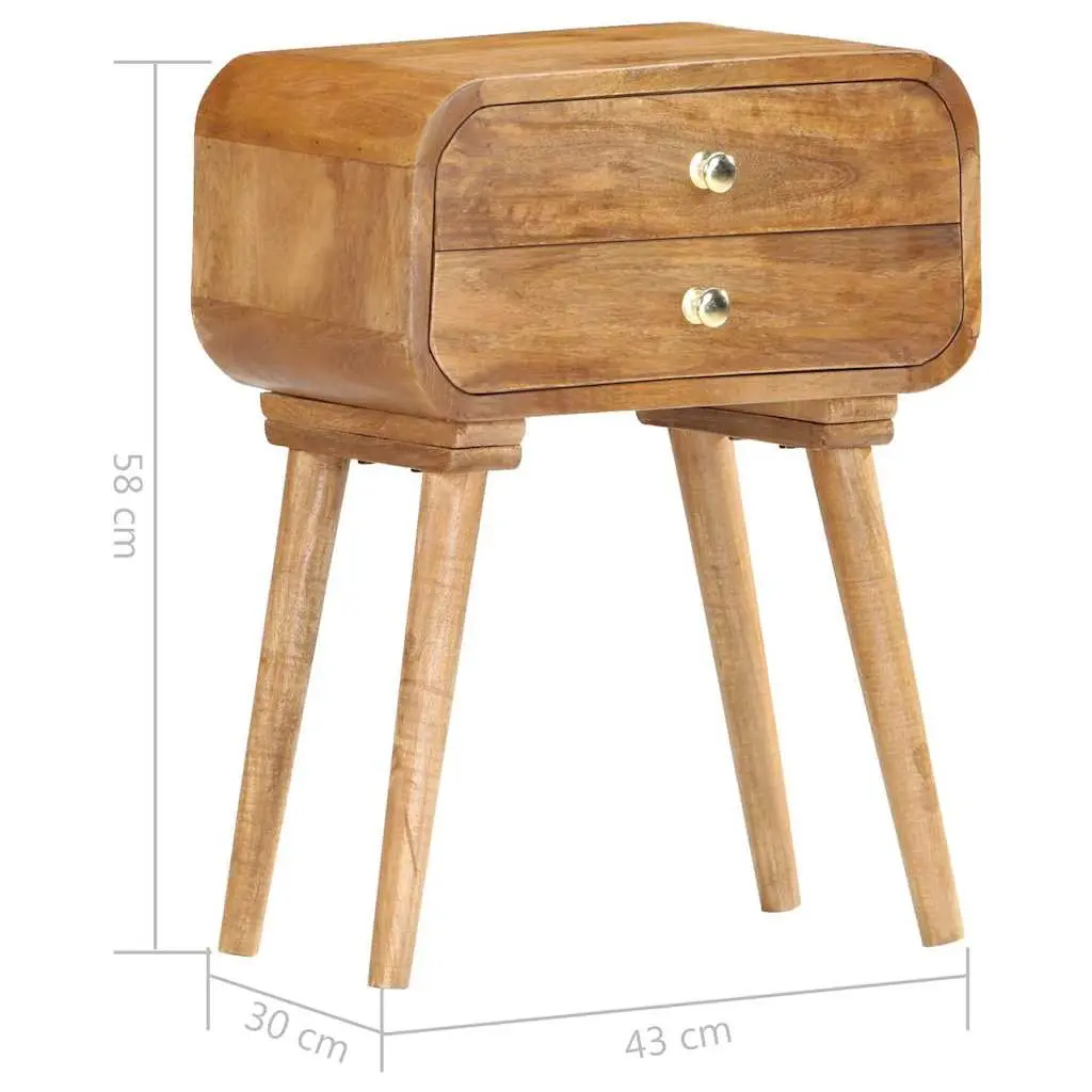 Bedside Cabinet 43x30x58cm Solid Wood Storage Table 2 Drawer Nightstand Brown