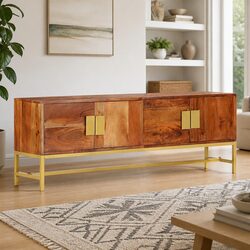 Rustic Solid Acacia Wood TV Cabinet 140x30x50 cm