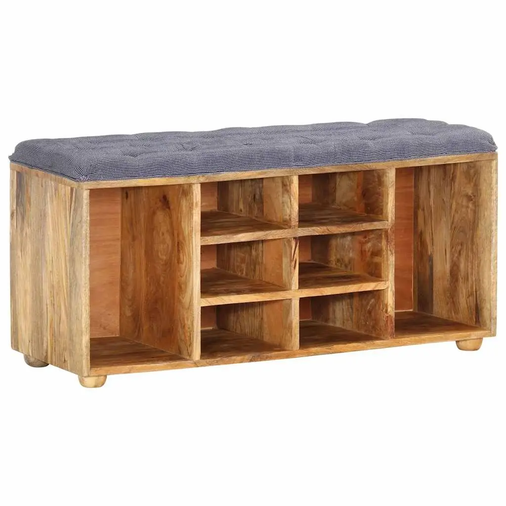 Solid Wood Storage Bench with Padded Seat for Entryway