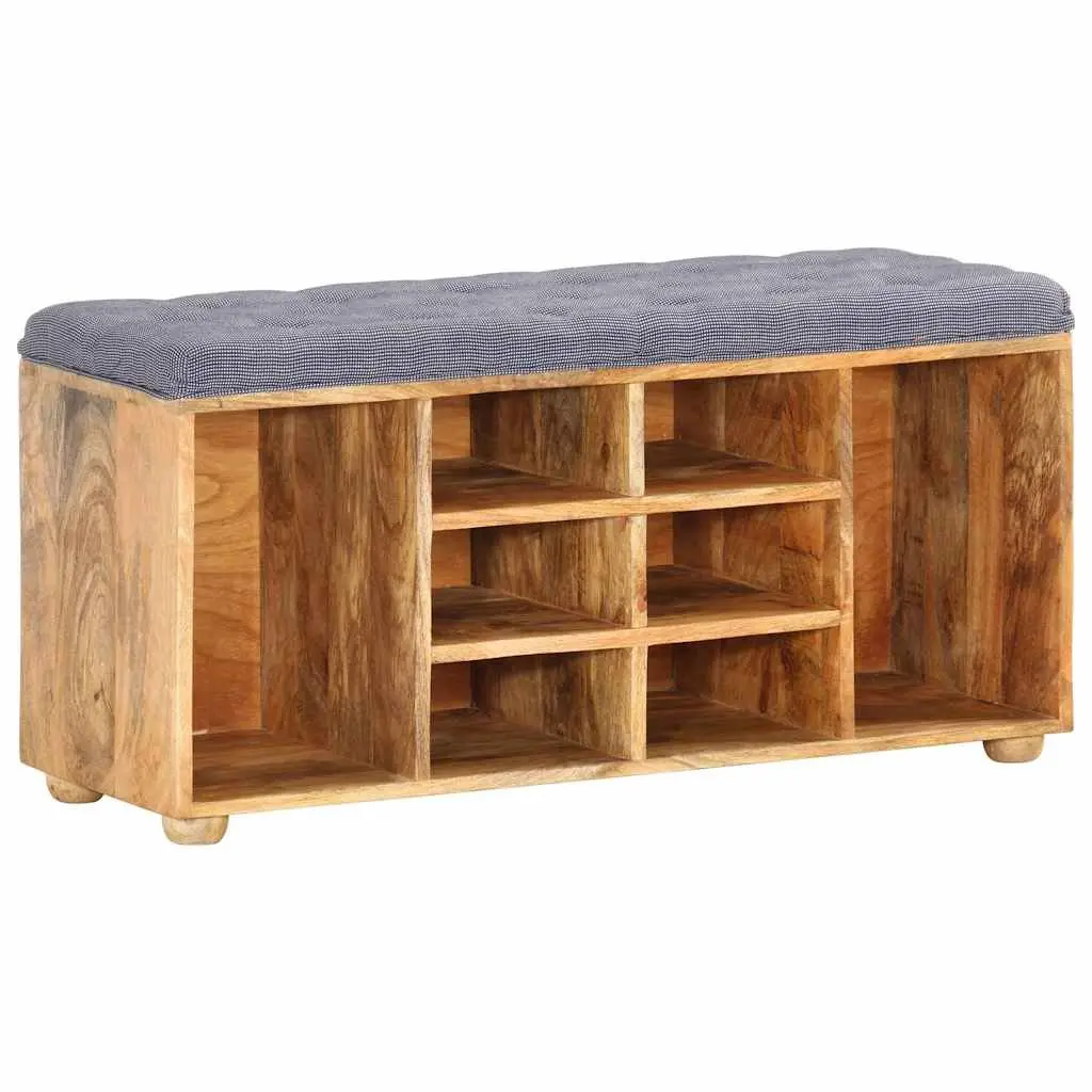 Solid Wood Storage Bench with Padded Seat for Entryway