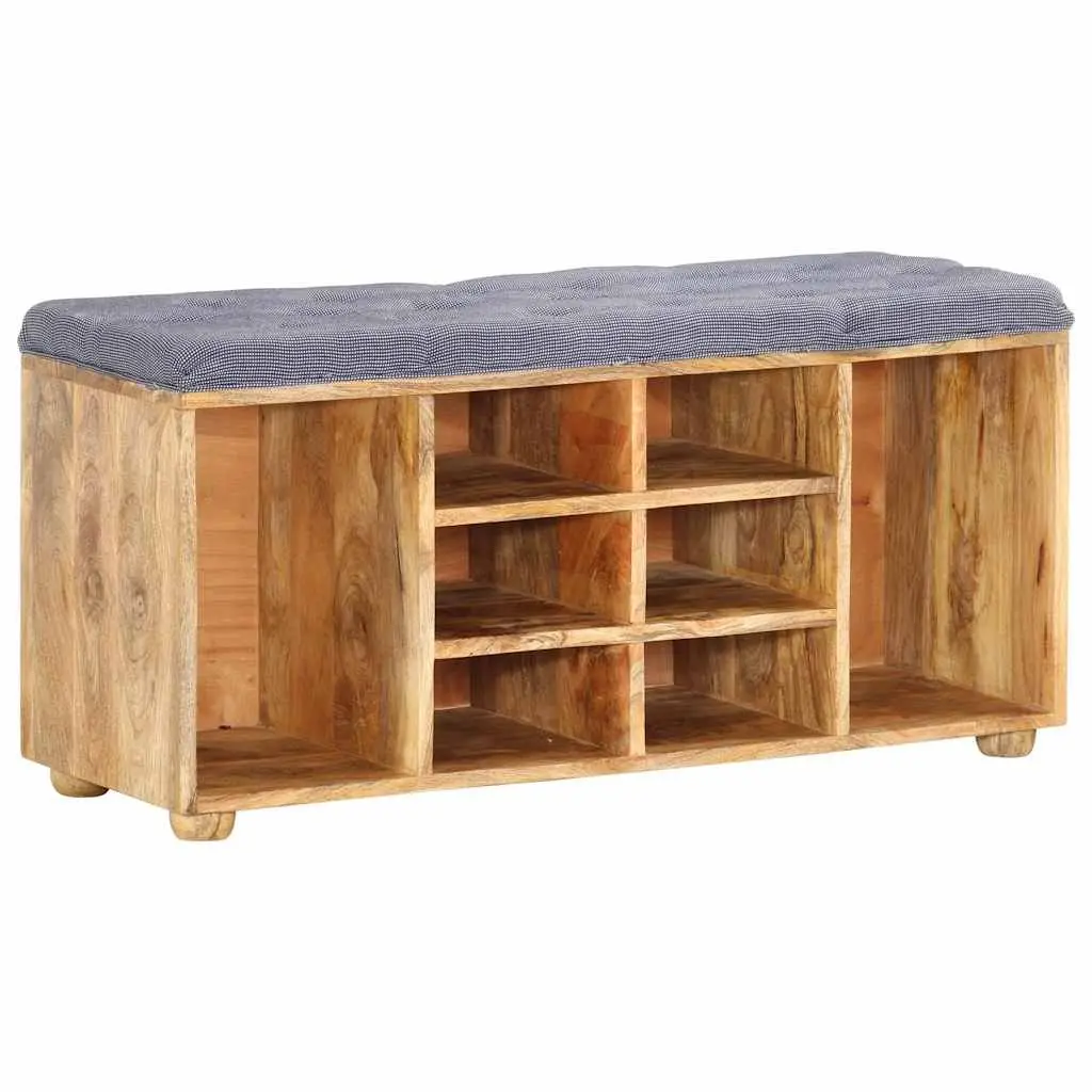 Solid Wood Storage Bench with Padded Seat for Entryway