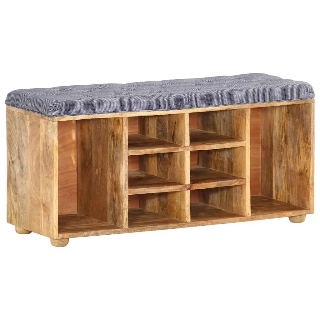 Solid Wood Storage Bench with Padded Seat for Entryway