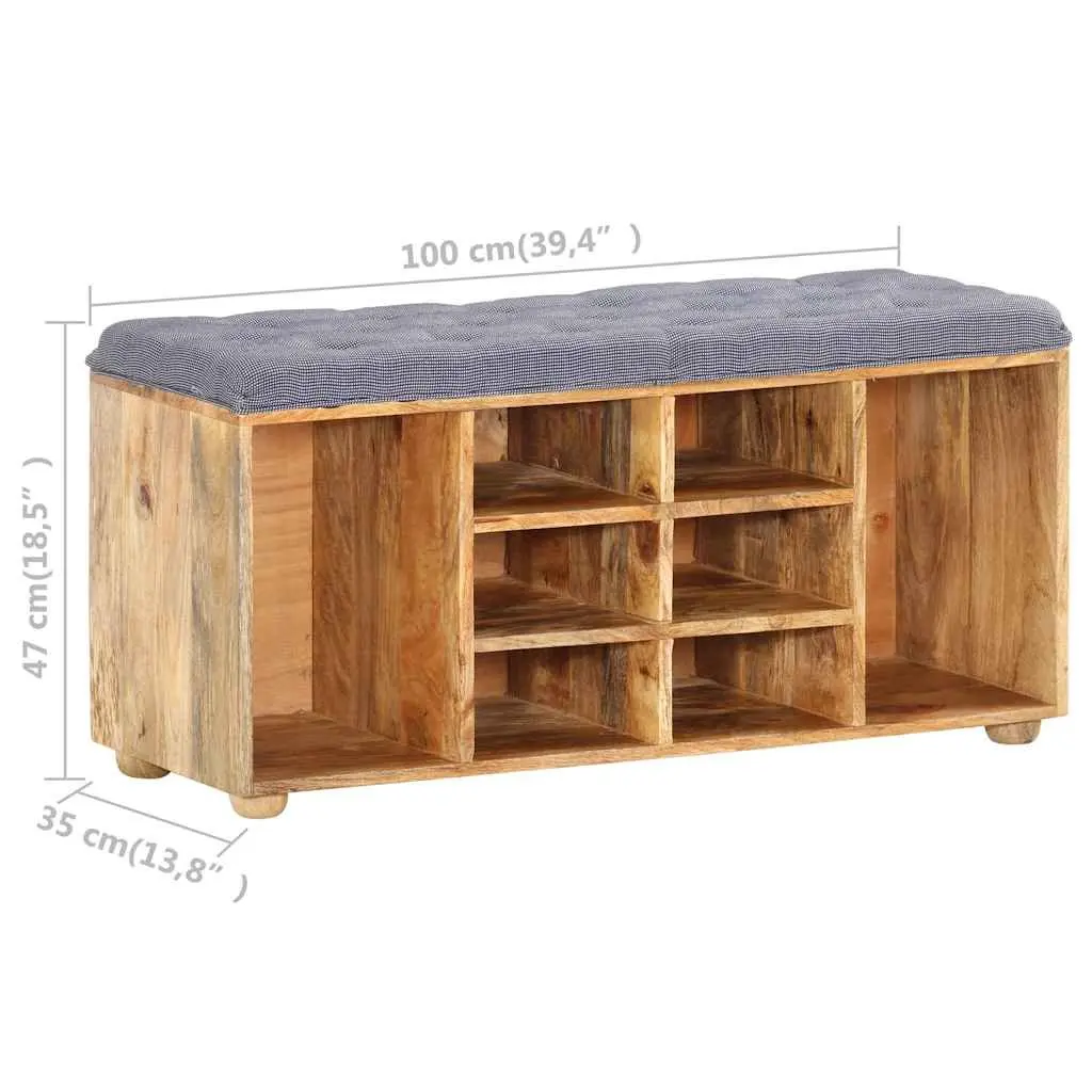 Solid Wood Storage Bench with Padded Seat for Entryway