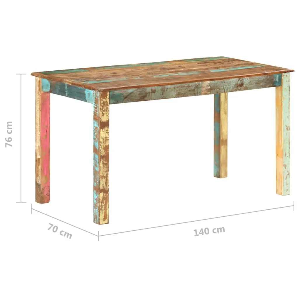 Dining Table Antique Solid Reclaimed Wood 140x70x76cm