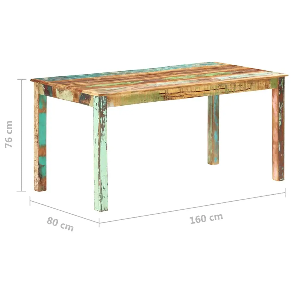 Dining Table Antique Style 160x80x76 cm Solid Reclaimed Tropical Wood