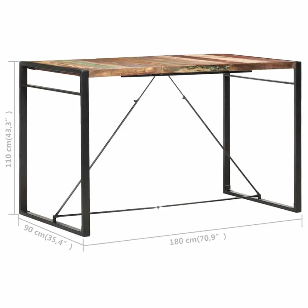 Solid Reclaimed Wood Bar Table 180x90x110 cm