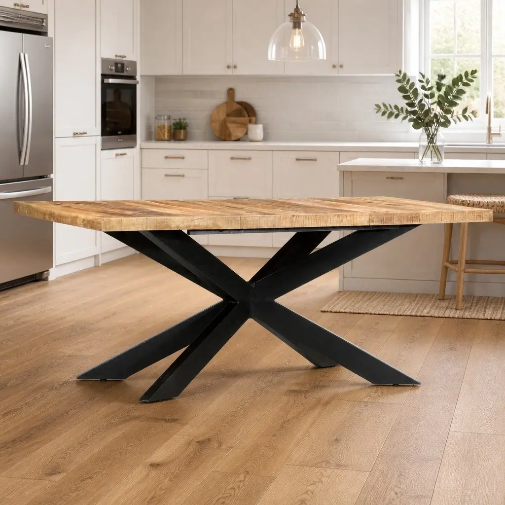 Dining Table Industrial Style 180x90x76cm Solid Rough Mango Wood
