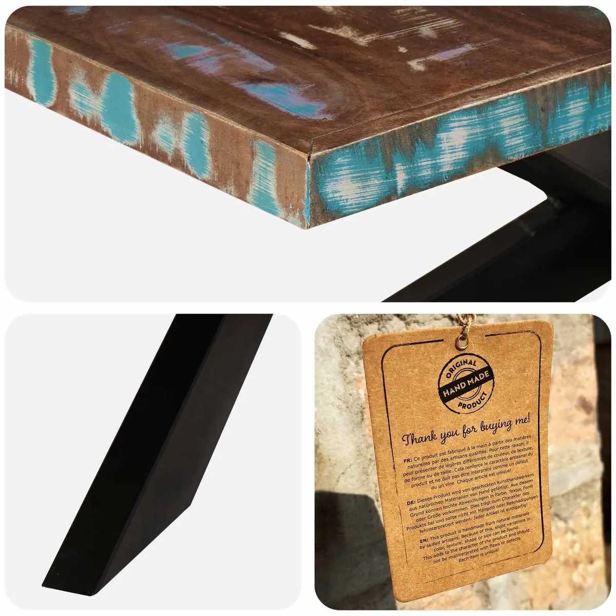 Reclaimed Wood Dining Table Industrial Style 180x90x76 cm Brown