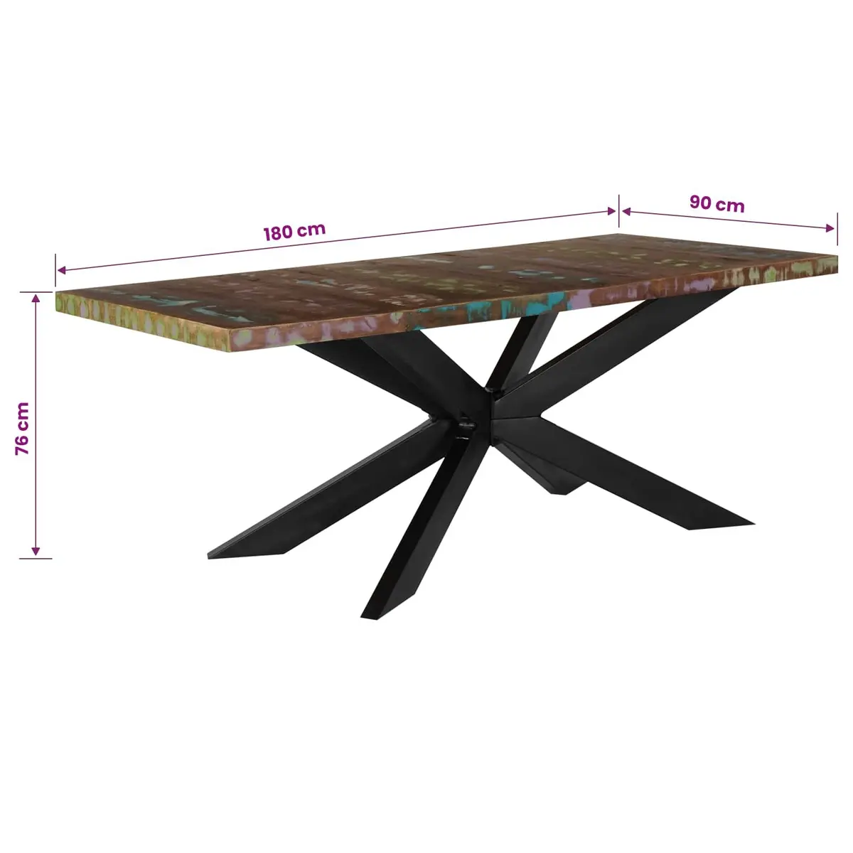 Reclaimed Wood Dining Table Industrial Style 180x90x76 cm Brown