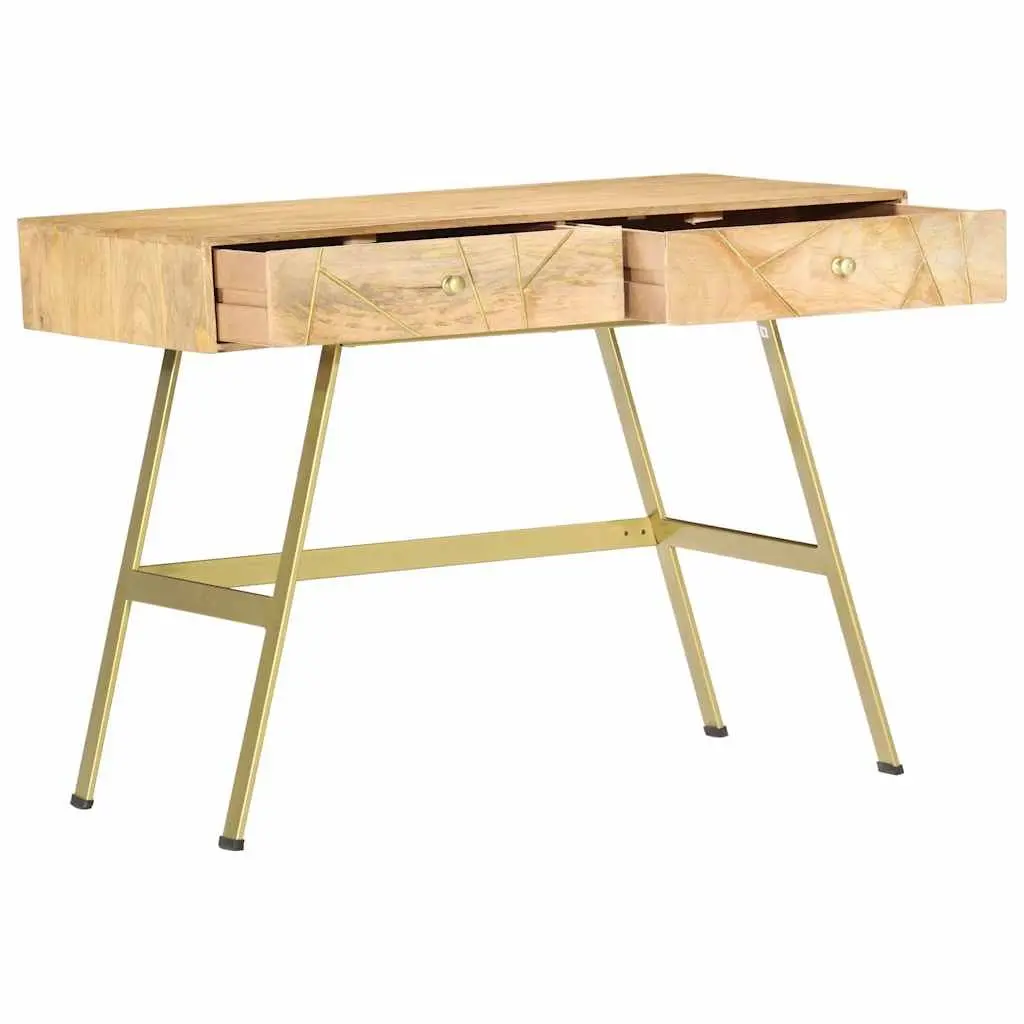 Solid Mango Wood Writing Desk with Drawers 100x55x75cm