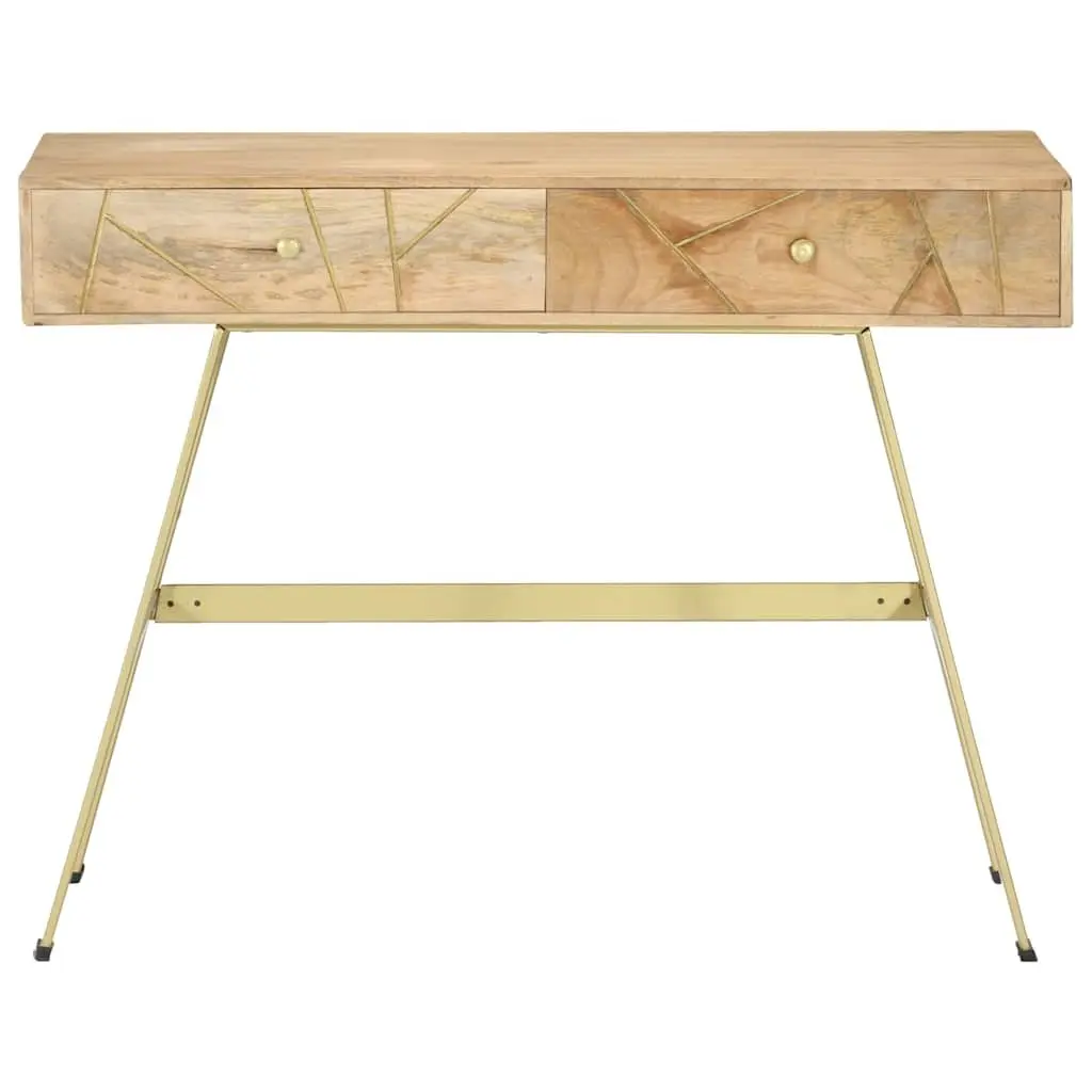 Solid Mango Wood Writing Desk with Drawers 100x55x75cm