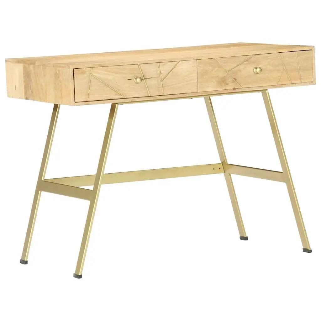 Solid Mango Wood Writing Desk with Drawers 100x55x75cm