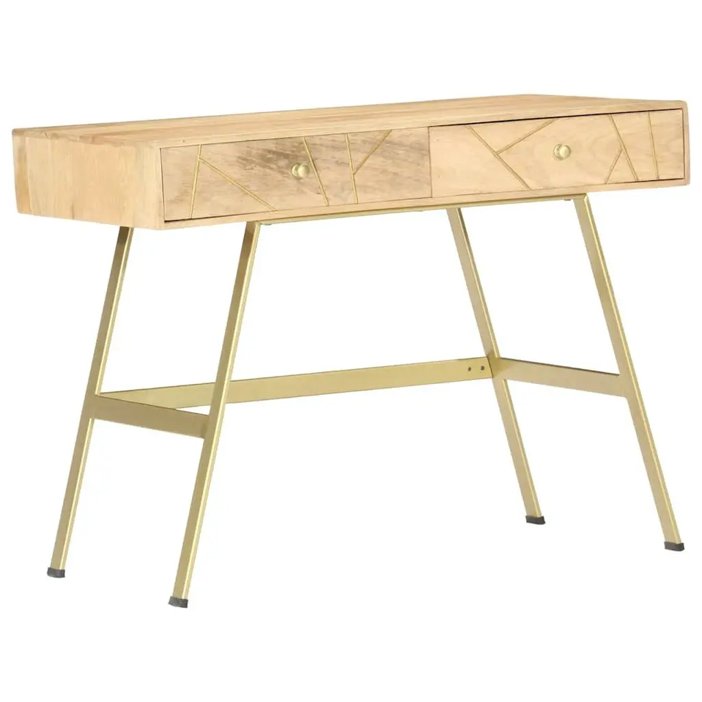Solid Mango Wood Writing Desk with Drawers 100x55x75cm