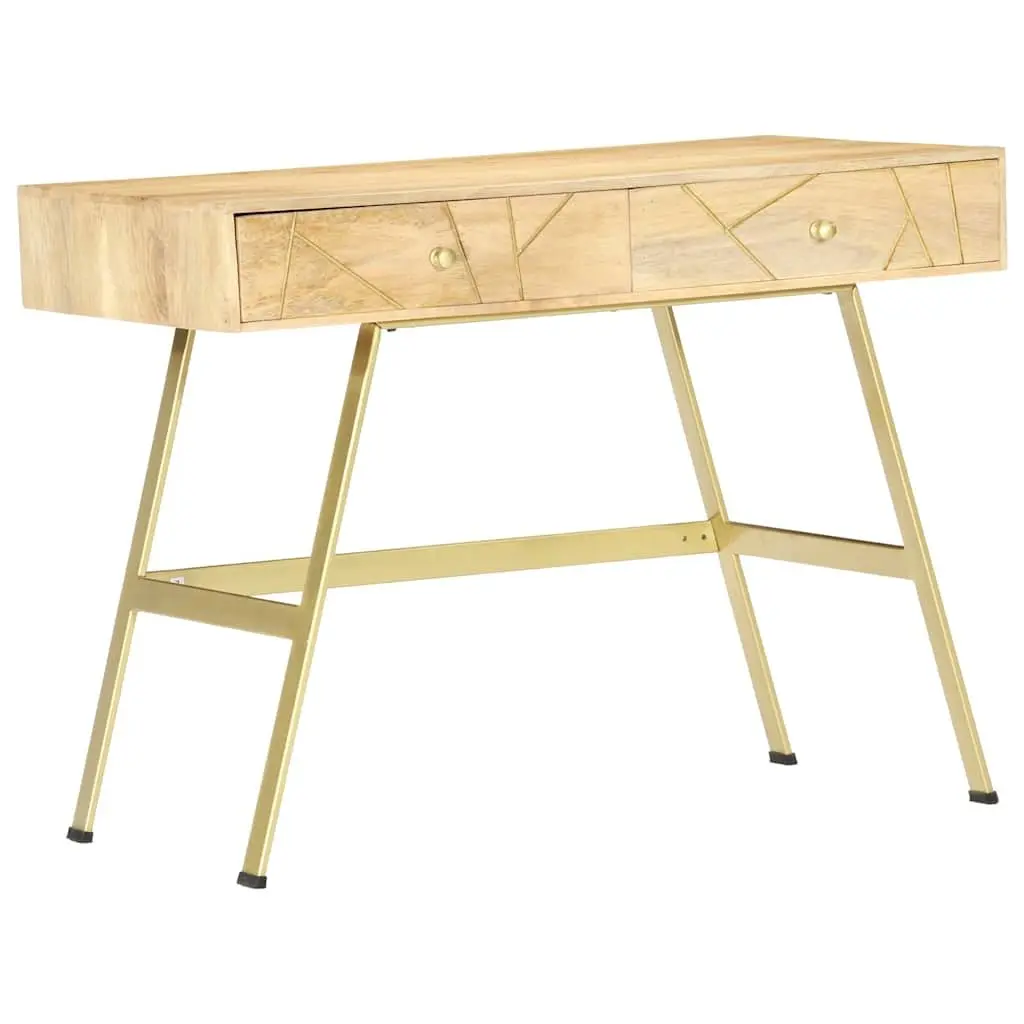 Solid Mango Wood Writing Desk with Drawers 100x55x75cm