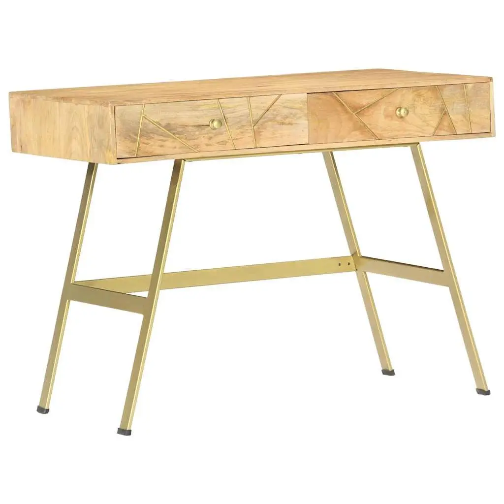 Solid Mango Wood Writing Desk with Drawers 100x55x75cm