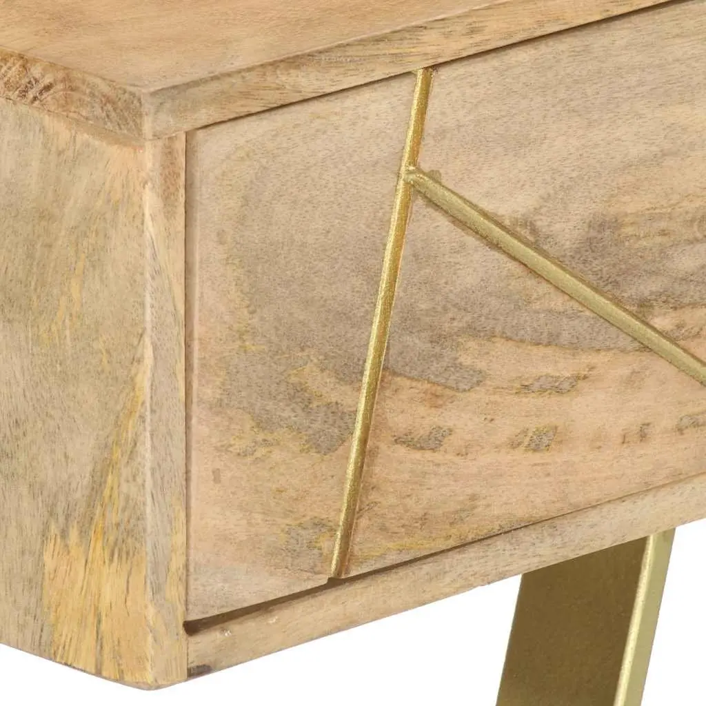 Solid Mango Wood Writing Desk with Drawers 100x55x75cm