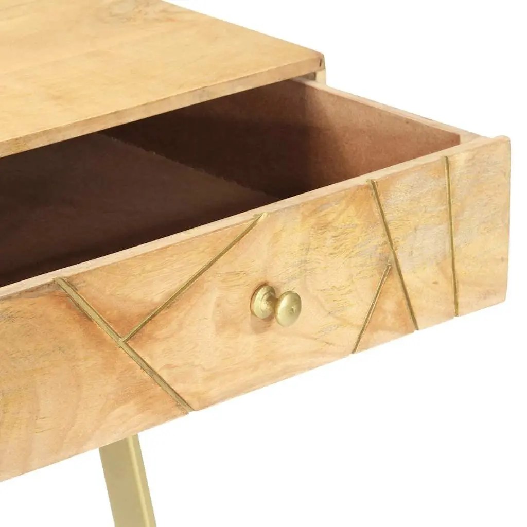 Solid Mango Wood Writing Desk with Drawers 100x55x75cm