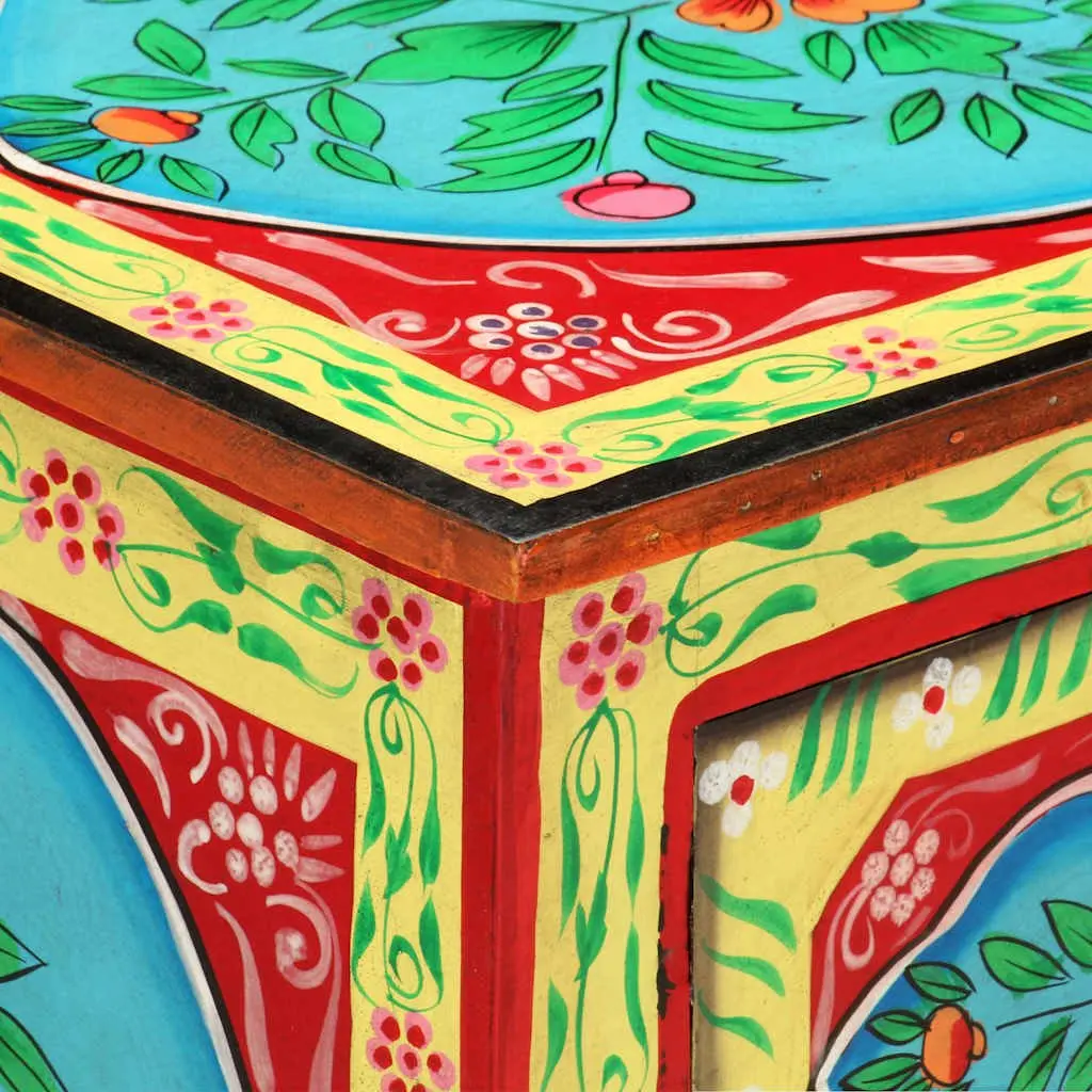 Bedside Cabinet Hand Painted Multicolour 40x30x50cm Solid Mango Wood