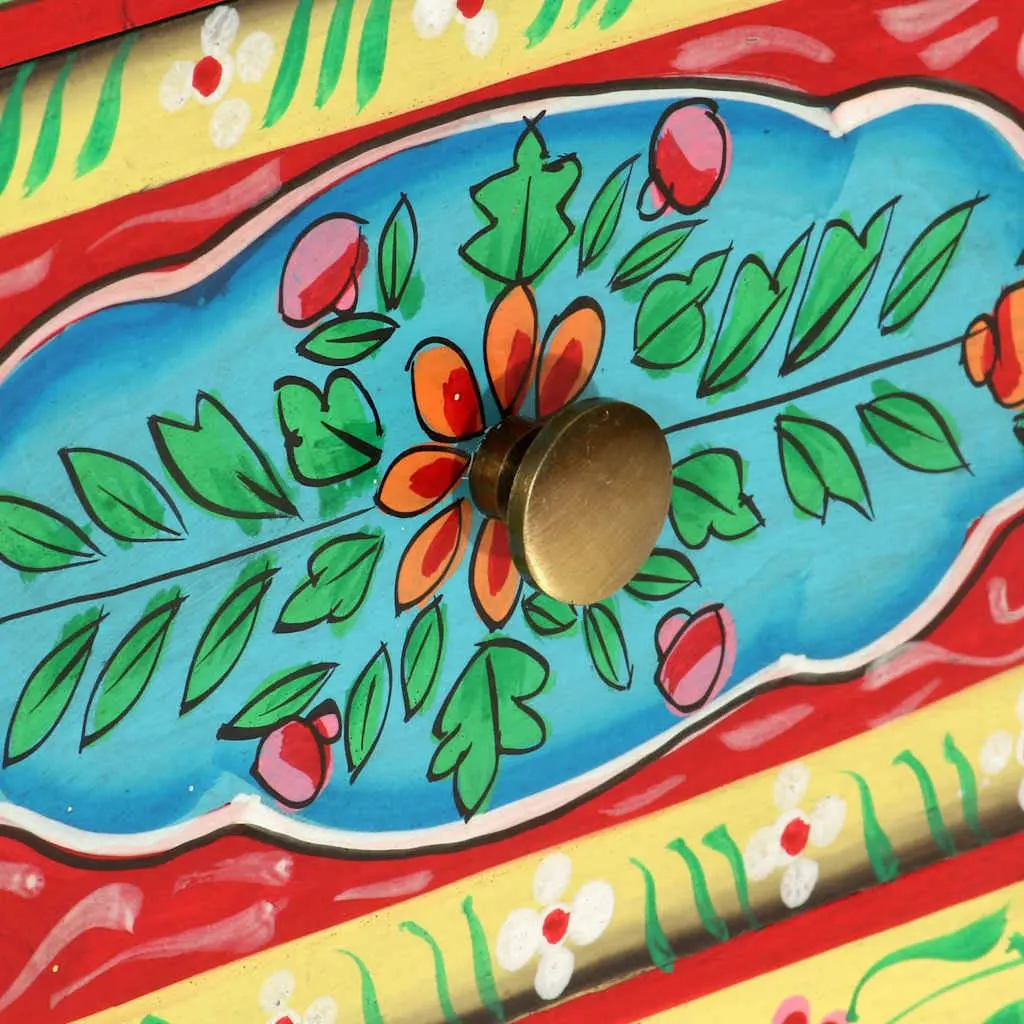 Bedside Cabinet Hand Painted Multicolour 40x30x50cm Solid Mango Wood