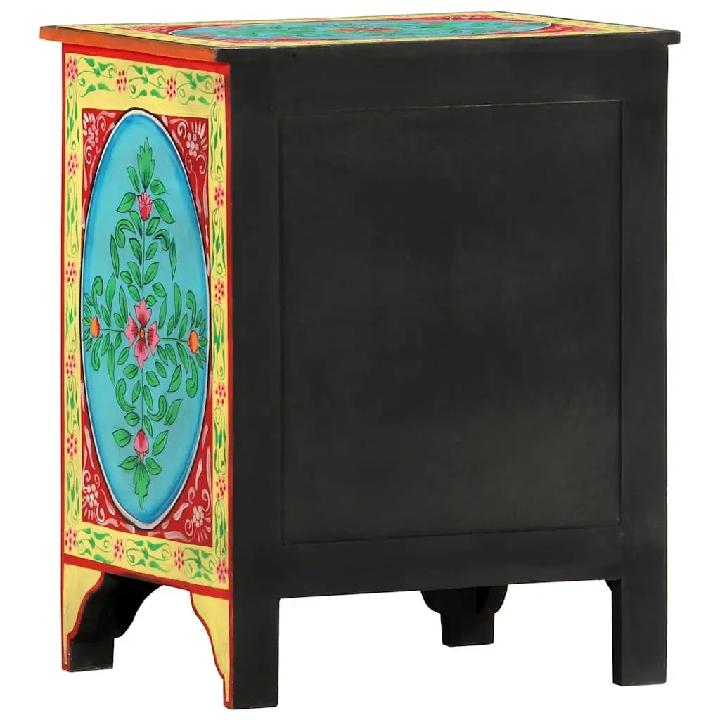 Bedside Cabinet Hand Painted Multicolour 40x30x50cm Solid Mango Wood