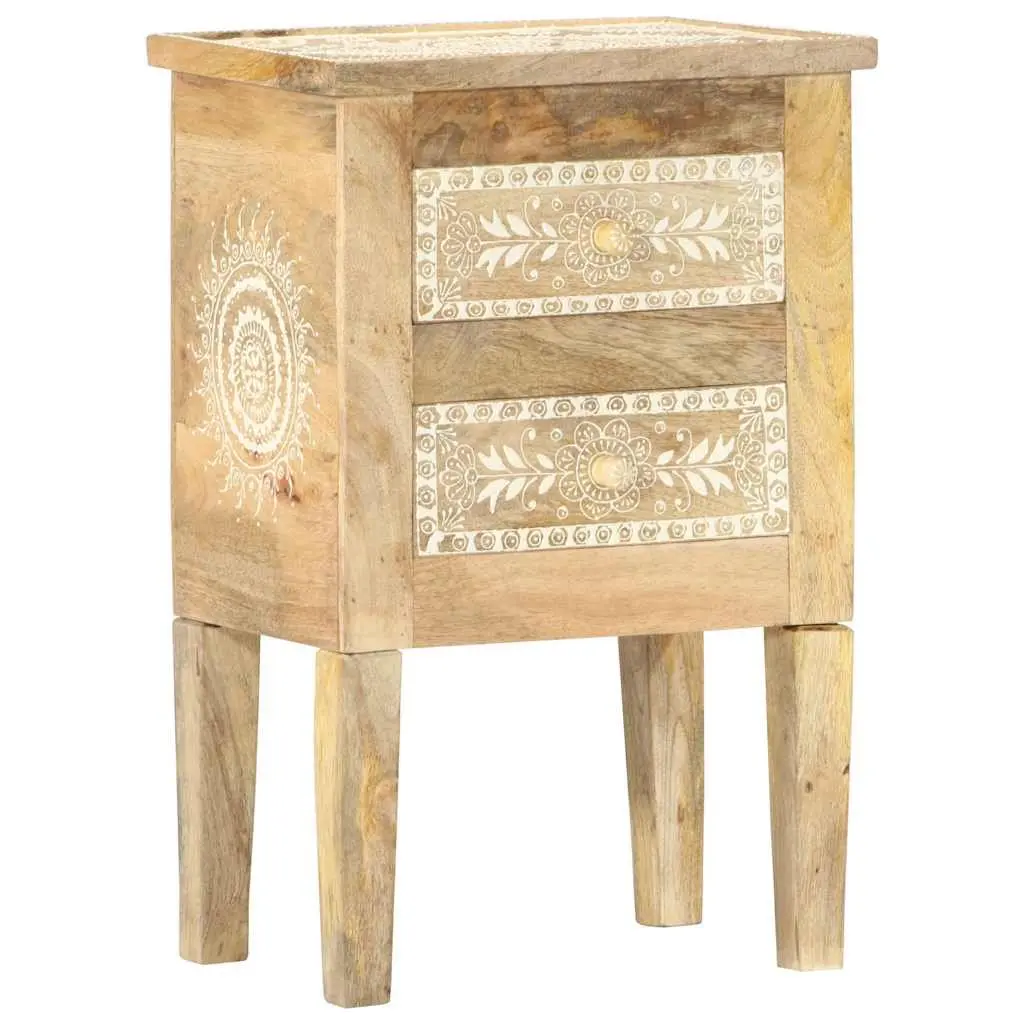 Hand Painted Solid Mango Wood Bedside Cabinet 40x30x60cm