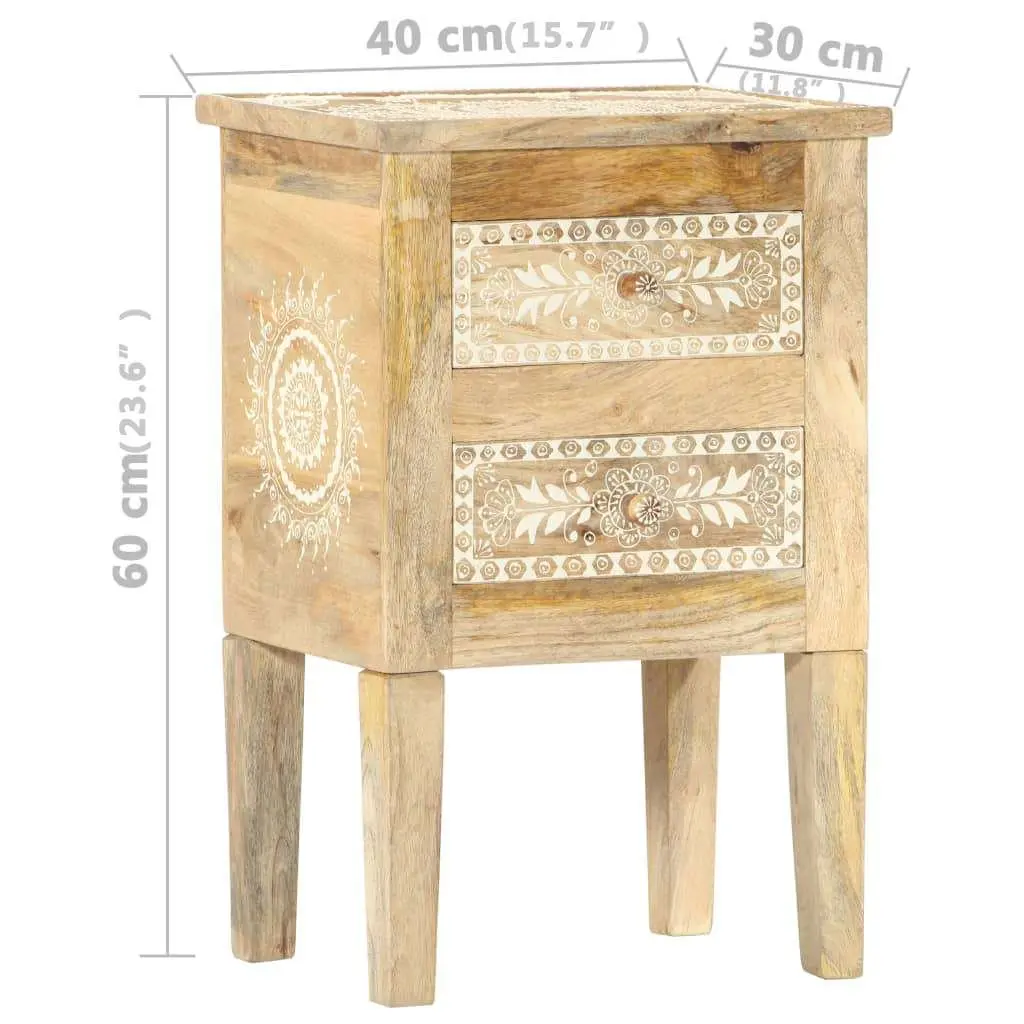 Hand Painted Solid Mango Wood Bedside Cabinet 40x30x60cm