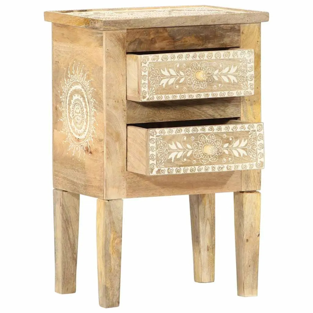 Hand Painted Solid Mango Wood Bedside Cabinet 40x30x60cm