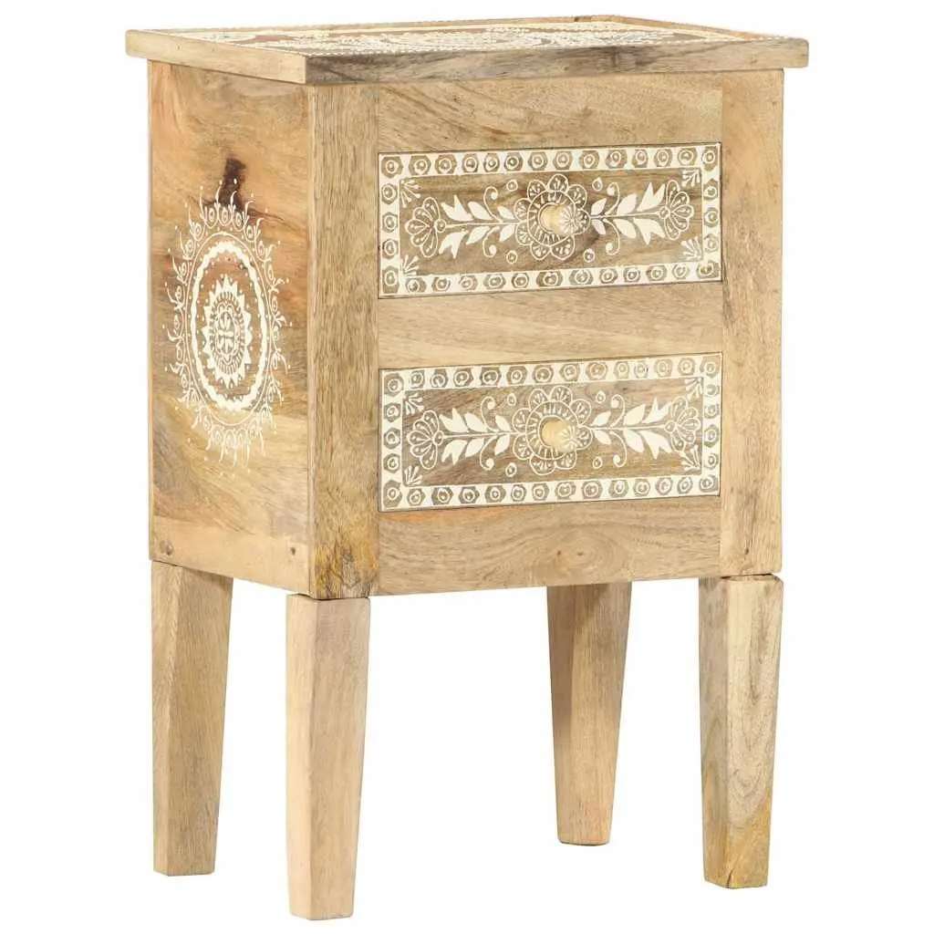 Hand Painted Solid Mango Wood Bedside Cabinet 40x30x60cm