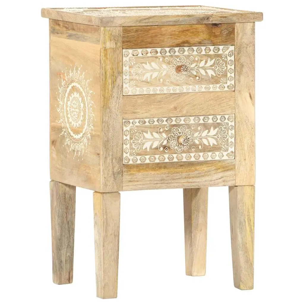 Hand Painted Solid Mango Wood Bedside Cabinet 40x30x60cm