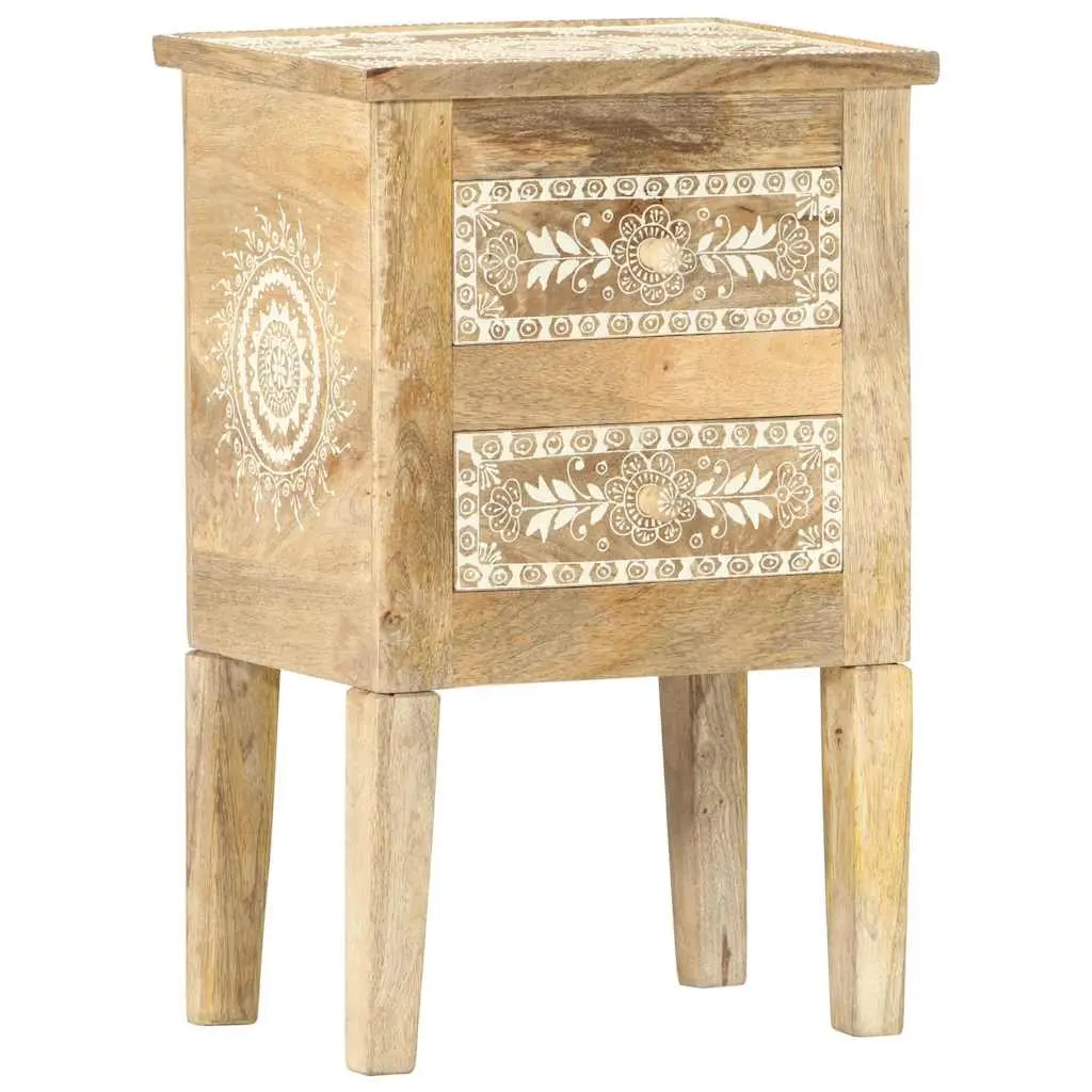 Hand Painted Solid Mango Wood Bedside Cabinet 40x30x60cm