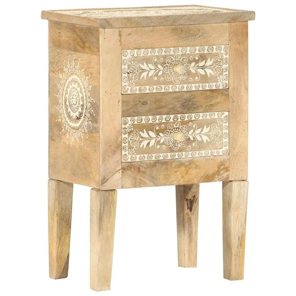 Hand Painted Solid Mango Wood Bedside Cabinet 40x30x60cm