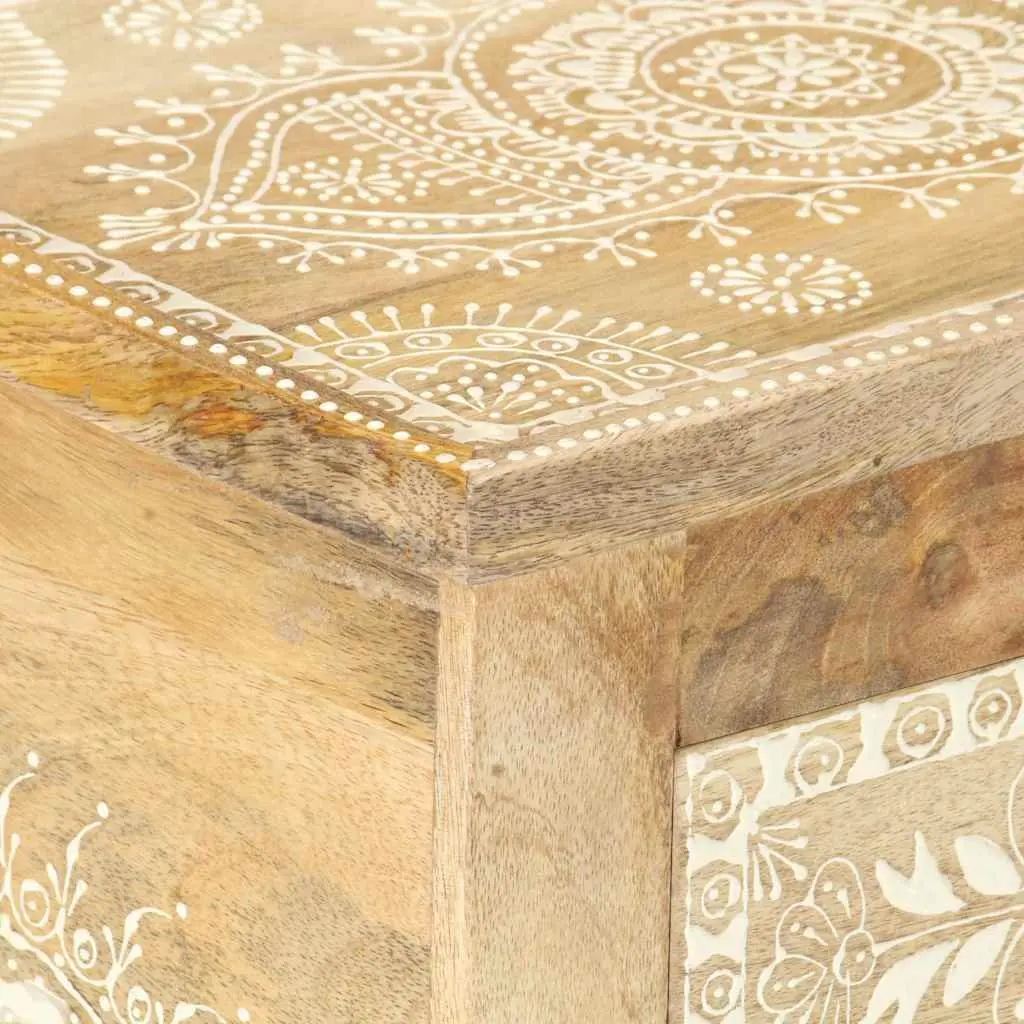 Hand Painted Solid Mango Wood Bedside Cabinet 40x30x60cm