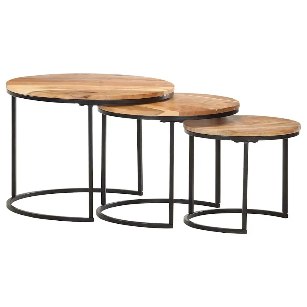 Solid Wood Acacia Nesting Tables 3 pcs Brown Set