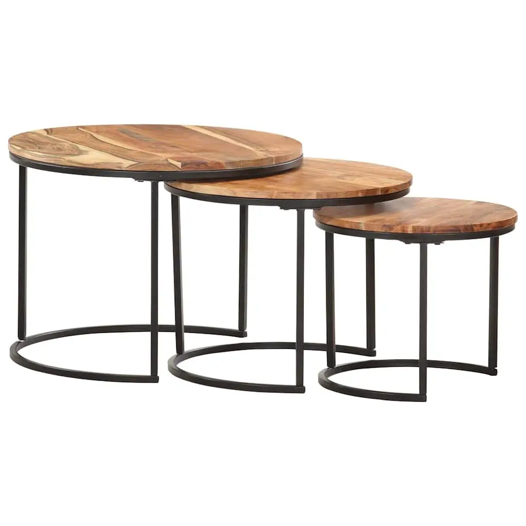 Solid Wood Acacia Nesting Tables 3 pcs Brown Set
