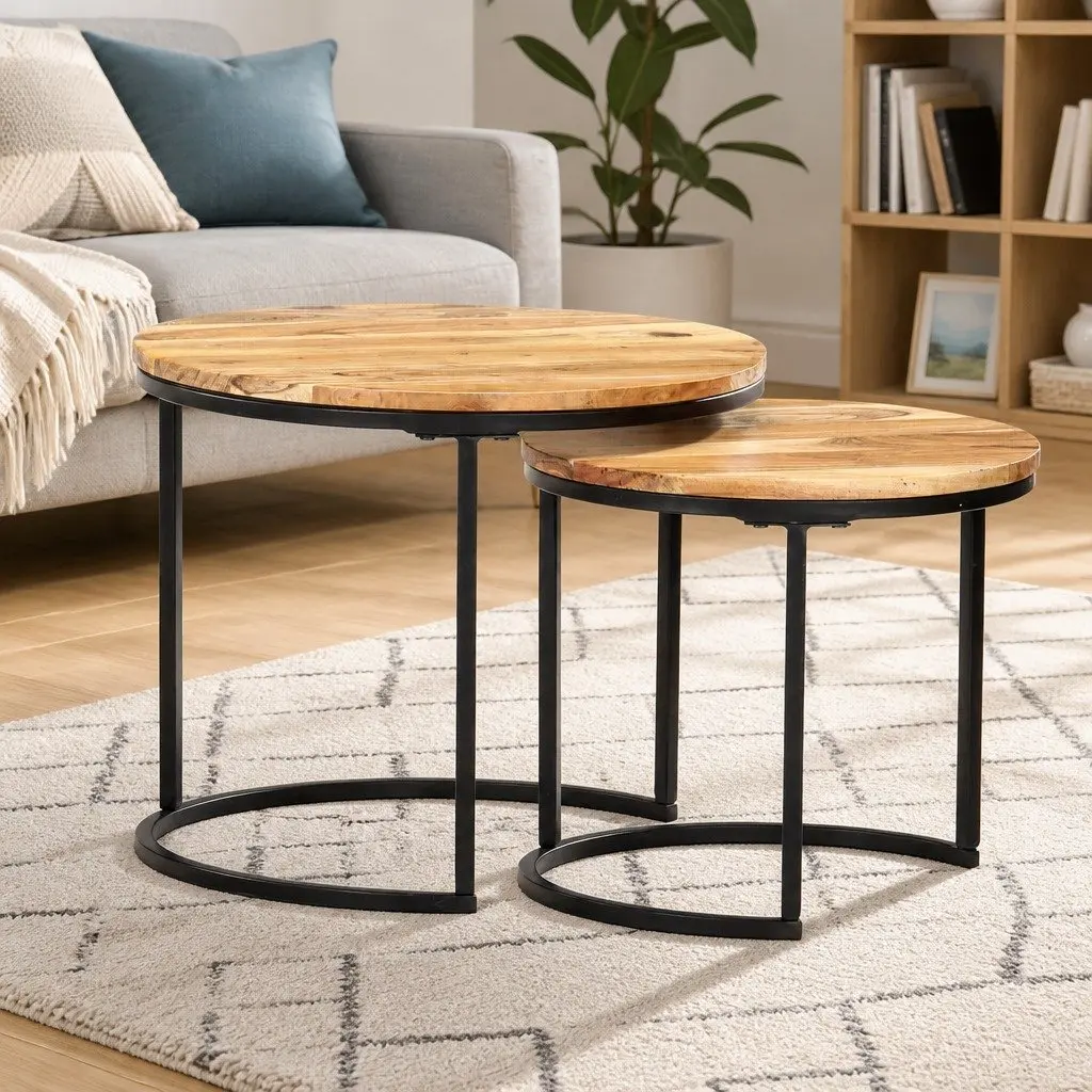 Acacia Wood Nesting Tables Set of 2