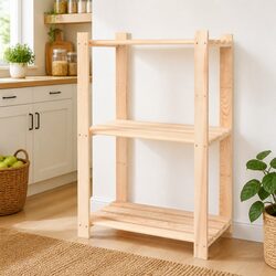 Solid Wood 3-Tier Storage Rack for Home Organization