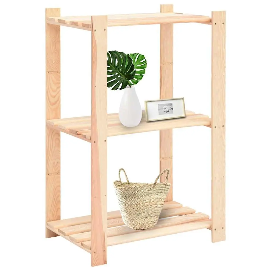 Solid Wood Storage Rack 3 Tier 60x38x90 cm Brown Shelving Unit Home Organization