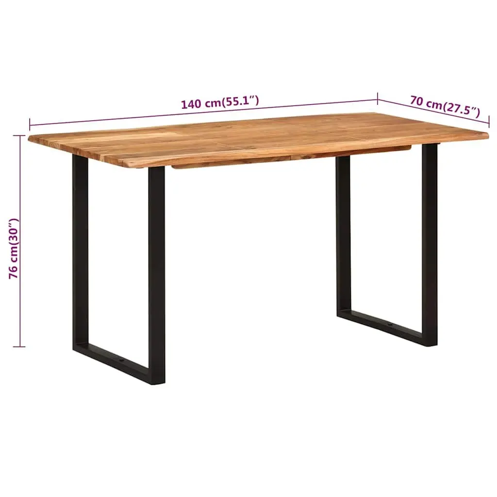 Rustic Acacia Wood Dining Table with Steel Legs