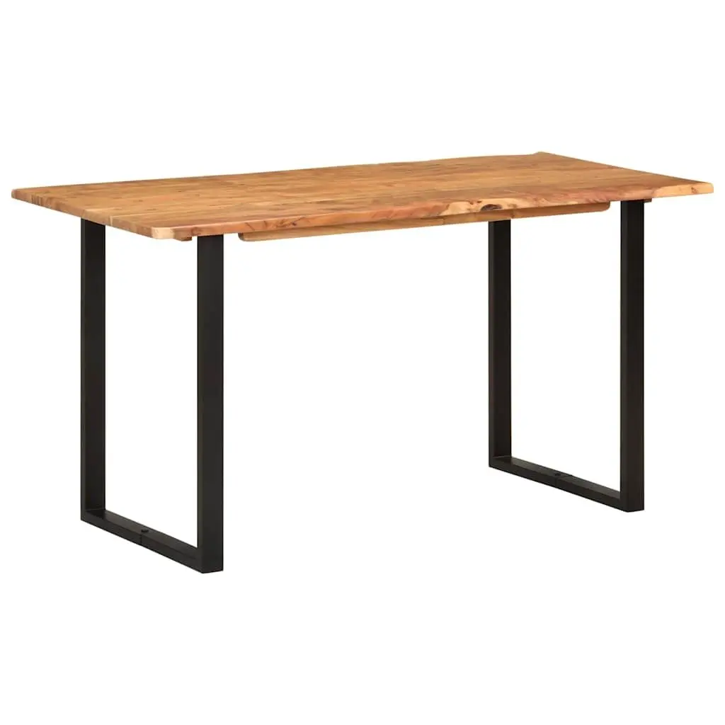 Rustic Acacia Wood Dining Table with Steel Legs