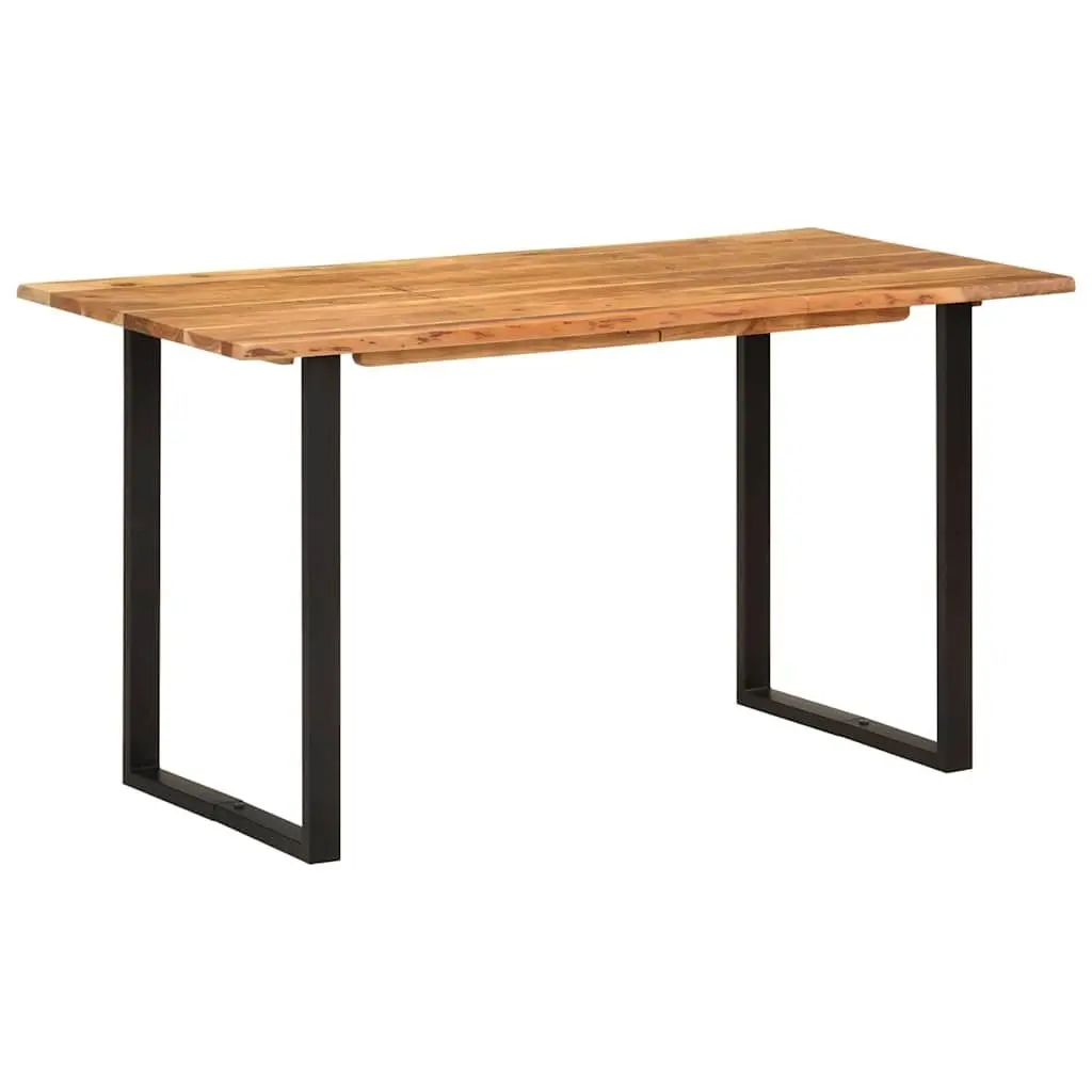 Rustic Acacia Wood Dining Table with Steel Legs