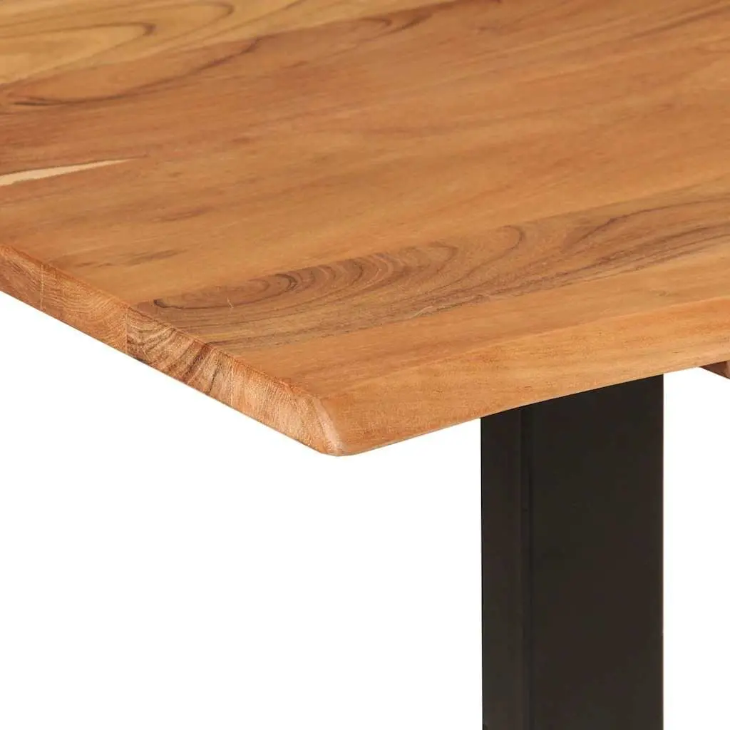 Rustic Acacia Wood Dining Table with Steel Legs