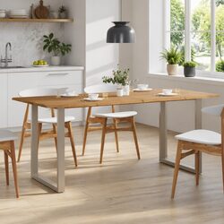 Warm Brown Solid Wood Dining Table for Kitchen