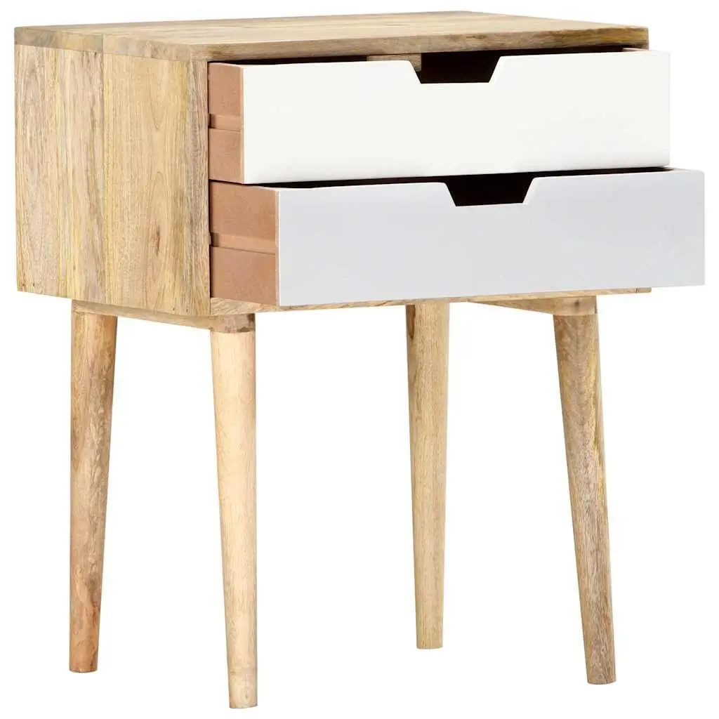 Bedside Cabinet 47x35x59cm Solid Mango Wood Nightstand with 2 Drawers Bedroom