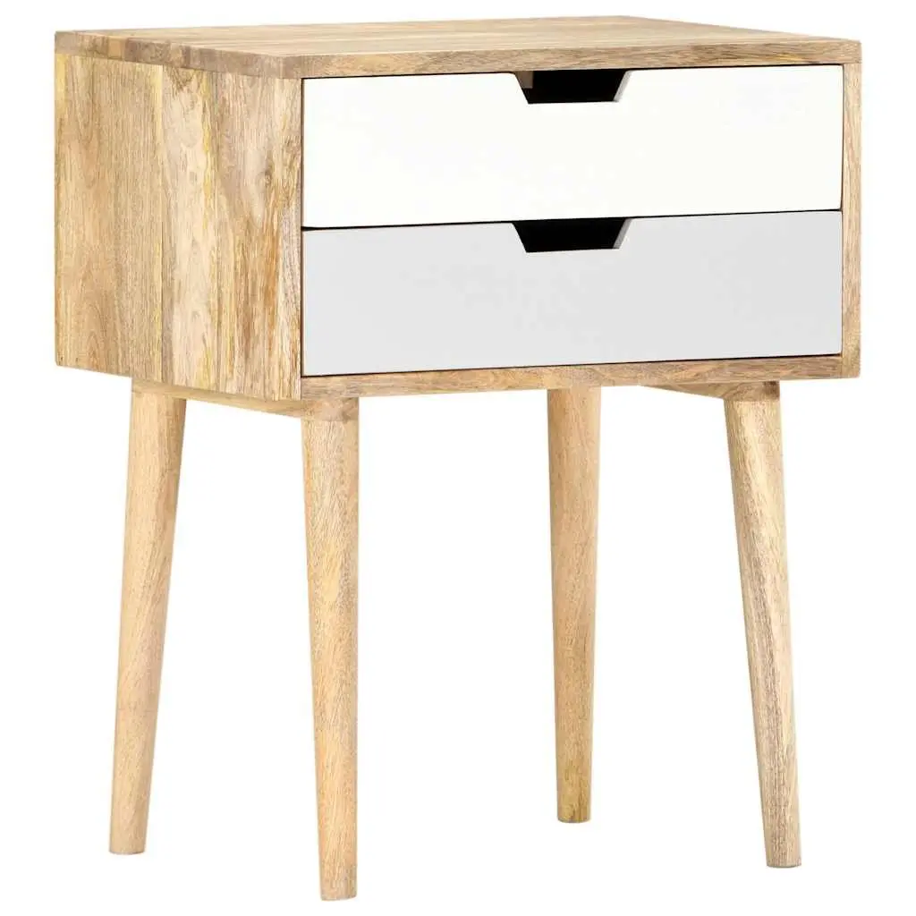 Bedside Cabinet 47x35x59cm Solid Mango Wood Nightstand with 2 Drawers Bedroom